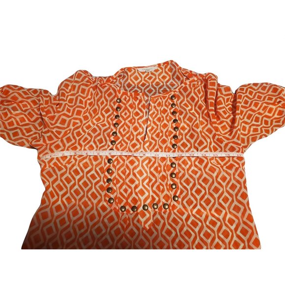 41 HAWTHORN Stitch Fix Women's XS Small Orange Geometric Boho Studded Blouse - Picture 6 of 12